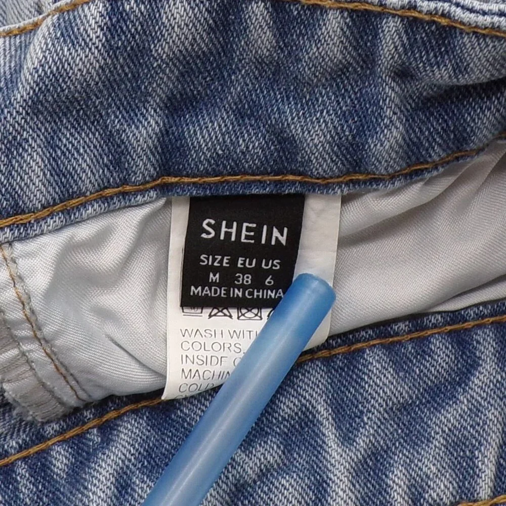 Shein Distressed Cut Off Jean Shorts Women 6 Frayed Holes Concert Festival Short - Picture 9 of 9